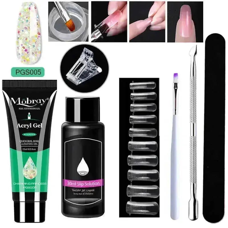 crystal nail extension kit | professional nail art set | acrylic nail forms set | ultrasonic cleaning