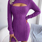 Autumn And Winter Sexy Hollow-out Cable-knit Waist-cinching Bodycon Sweater Dress Meifu Market
