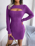Autumn And Winter Sexy Hollow-out Cable-knit Waist-cinching Bodycon Sweater Dress Meifu Market