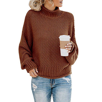 Solid Turtleneck Pullover Sweater Winter Fashion Casual Knitted Long-Sleeved Top Women's Clothing Meifu Market