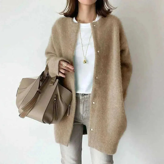 machine washable wool blend | oversized fit cardigan | longline open front coat | ultrasonic cleaning