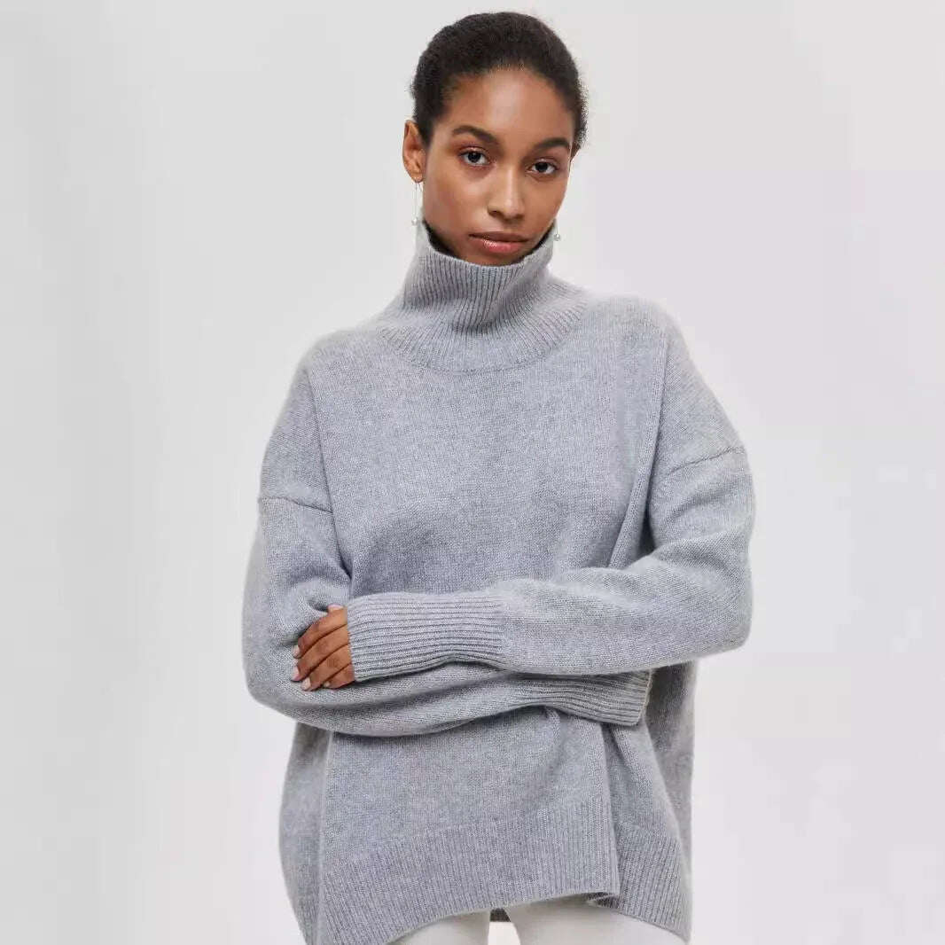 Winter Turtleneck Sweater Ins Solid Color Long Sleeve Pullover Top Women's Clothing Meifu Market