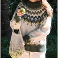 Round Neck Pullover Jacquard Vintage Print Sweater Meifu Market