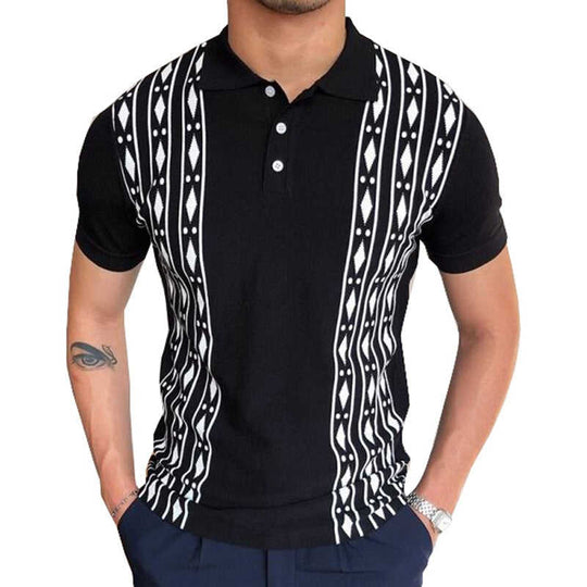 Flocked Jacquard Polo – Slim Fit Textured Shirt for Smart Casual