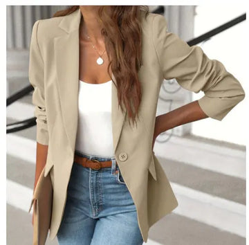 Ins Lapel Button Jacket Fashion Commuter Casual Suit Jacket Women's Long-sleeved Tops Outwear Clothing Meifu Market