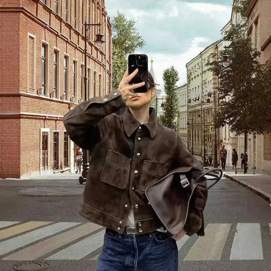Fashion Trend Comfortable Lapel Shirt Coat L - reverse side showing construction