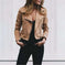 European And American Solid Color Women's Lapel Diagonal Zipper Short Jacket Meifu Market