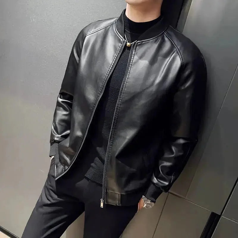 slim fit leather jacket | premium washed leather | lightweight mens jacket | ultrasonic cleaning