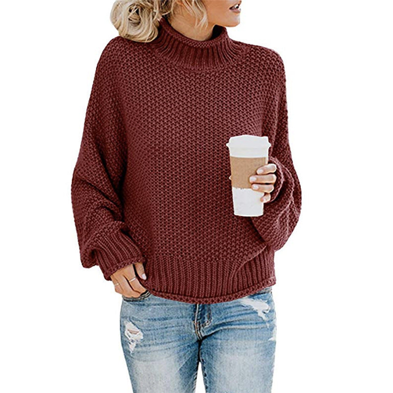 Solid Turtleneck Pullover Sweater Winter Fashion Casual Knitted Long-Sleeved Top Women's Clothing Meifu Market