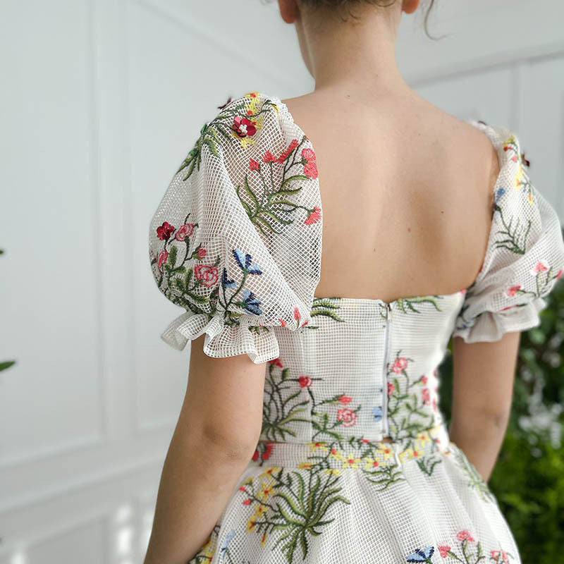 Women's Fitted Waist Backless Embroidered Skirt Two-piece Set Meifu Market