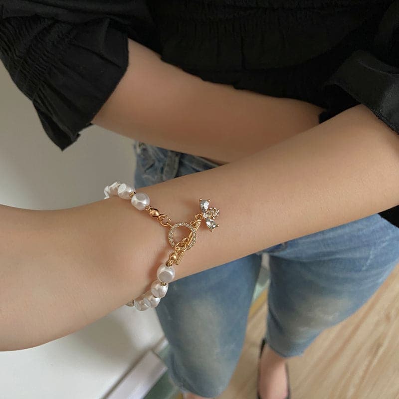 Classic Natural Stone Pearl Pendant Bracelet | Luxury Women’s Jewelry