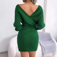 2025 Autumn-Winter Sexy Cross V-neck Bat Skirt With Hip Wrapping, Hairy Dress Meifu Market