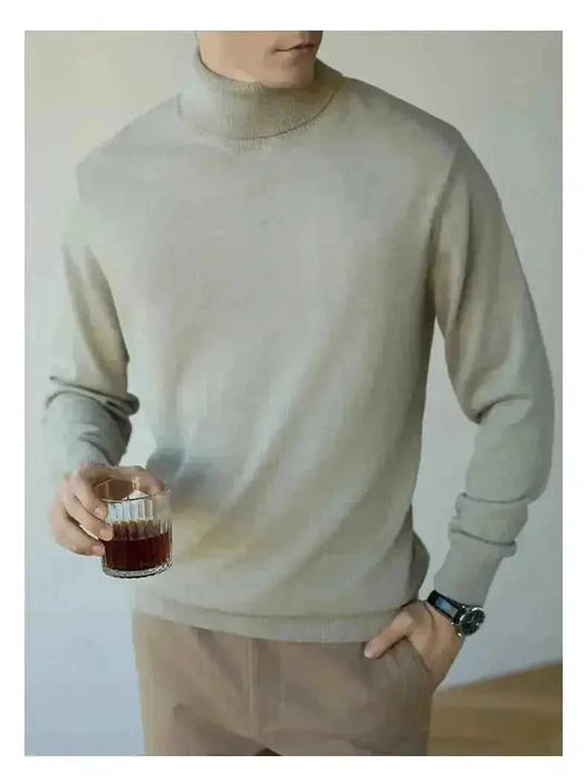 merino wool blend turtleneck | thermal knit pullover men | winter sweater for men | energy saving