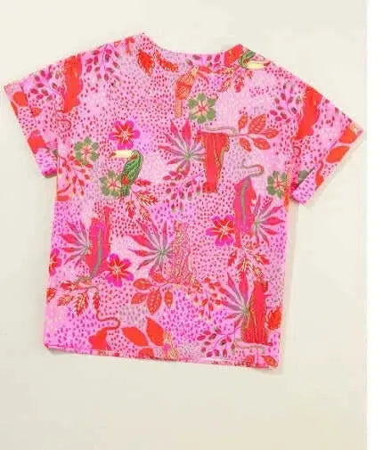 floral print blouse | rose jungle print top | v-neck blouse women | energy saving