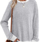 Color Matching Casual Round Neck Pullover Long Sleeve Top Meifu Market