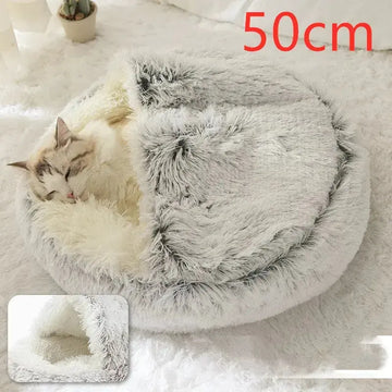 2 In 1 Dog And Cat Bed Pet Winter Bed Round Plush Warm Bed House Soft Long Plush Pets Bed Pet Products Meifu Market