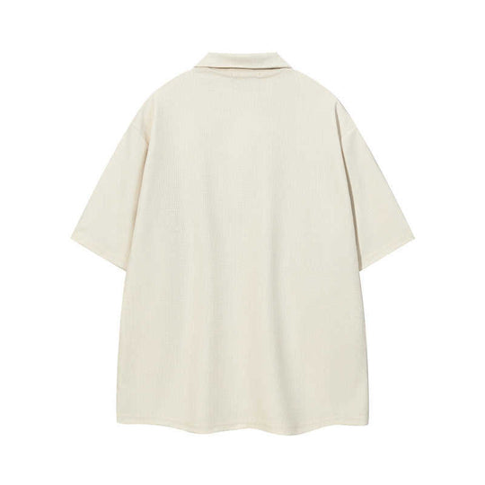 Waffle Knit Cartoon Polo — Couple Matching Short Sleeve Shirt