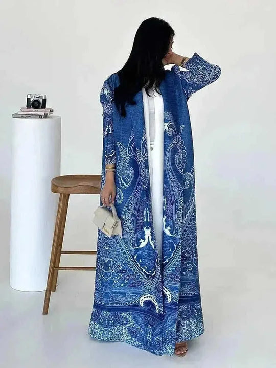 plus-size abaya robe | long cardigan coat | breathable cotton fabric | energy saving