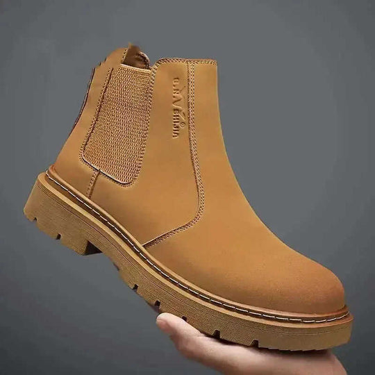 New Autumn And Winter British Style Rhubarb Worker Boot Thick Bottom High Top Smoke Pipe 41 - scale comparison view