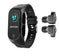 wireless earbuds integrated | stainless steel case | ip68 waterproof fitness tracker | ultrasonic cleaning