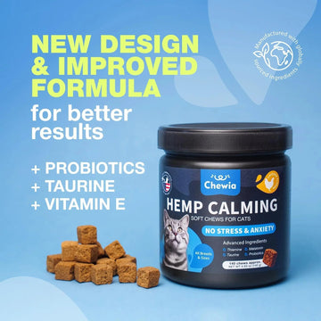 Cat Calming Treats Hemp Calming Care For Cats Cat Melatonin Soft Chews With Hemp Seed Oil And Probiotics Cat Anxiety Relief Storms Travel Grooming Separation Calming Chews For Cats Meifu Market