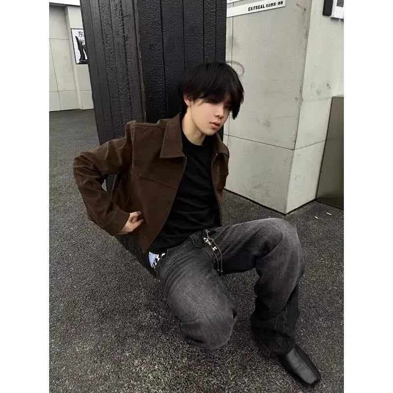 vintage leather jacket | distressed brown bomber | oversized lapel blazer | ultrasonic cleaning