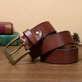 Retro Handmade Pure Copper Pin Buckle Cowhide Men's Belt meifu market