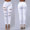 ripped skinny jeans for women | high waist pencil pants | distressed denim trousers | energy saving