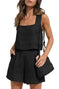 square neck top and shorts set | polyester spandex lounge set | summer casual two piece outfit | ultrasonic cleaning