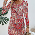 Women's Casual Printed Paisley Printed V-neck Dress Meifu Market