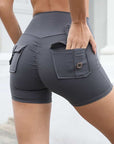 High Waist Hip Lifting Shorts With Pockets Quick Dry Yoga Fitness Sports Pants Summer Women Clothes