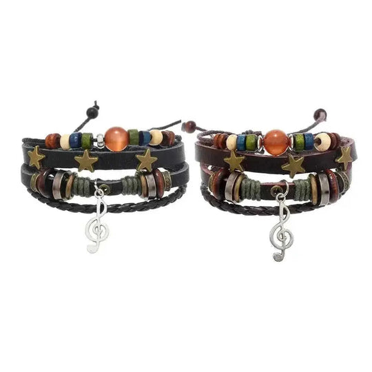 genuine cowhide leather bracelet | adjustable multi-layer bracelet | vintage style leather jewelry | energy saving