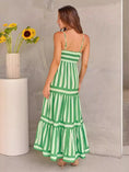 summer striped maxi dress | backless beach dress with pockets | square neck long dress | energy saving