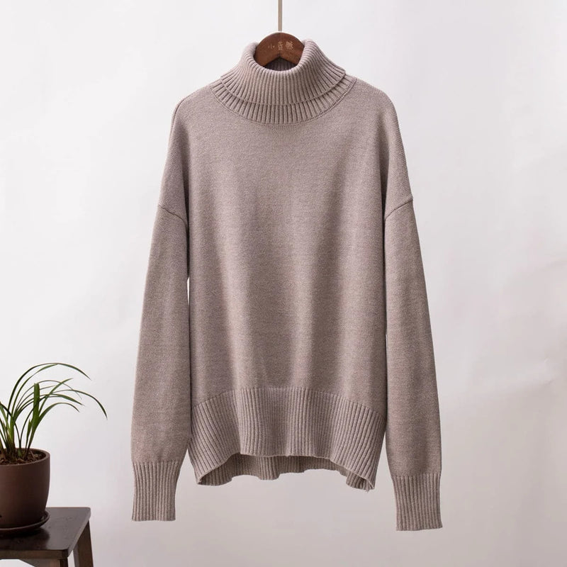 stretchable turtleneck sweater | breathable knit fabric | slim-fit womens sweater | energy saving