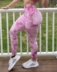 Tie Dye Leggings Women Fitness Yoga Pants Seamless Push Up Workout Tights Gym Sports Legging 