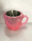 400ml Resin Crystal Coffee Mug - Elegant Mineral Design with Handle - side view (pattern: check)