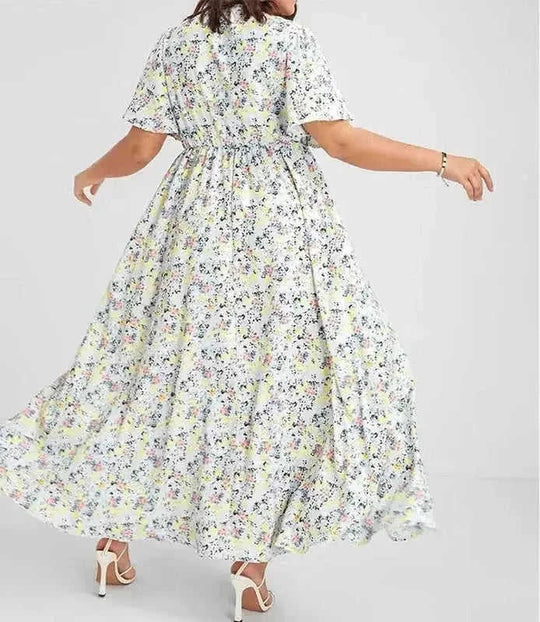 bohemian floral dress | tight waist dress | european style dress | ultrasonic cleaning