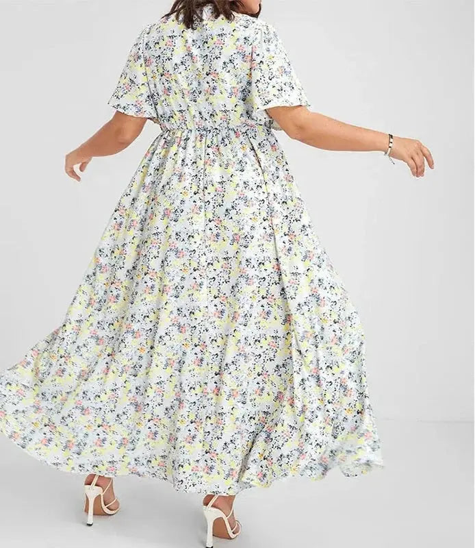 bohemian floral dress | tight waist dress | european style dress | ultrasonic cleaning