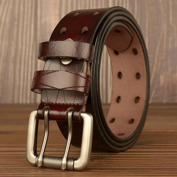 double pin buckle belt | genuine leather belt for men | adjustable casual belt | ultrasonic cleaning