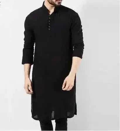 long sleeve cotton robe | lightweight linen thobe | breathable muslim clothing | energy saving