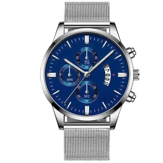stainless-steel mesh band | 40mm case diameter | sapphire crystal glass | energy saving