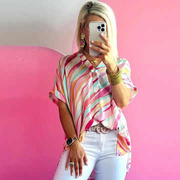 Color Blocking Half Sleeve Top