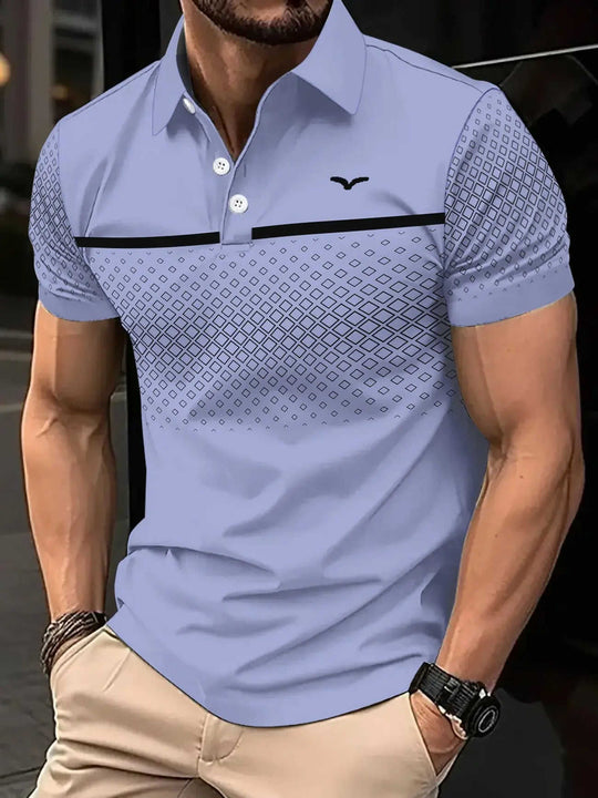 Men's Slim-Fit Printed Lapel Short-Sleeve Polo Shirt S - available style options