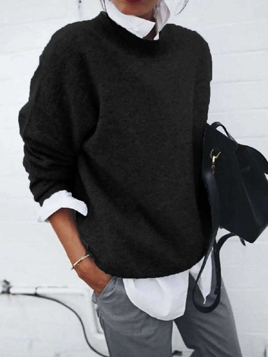 Fashion Long Sleeve Pullover Sweater Fall And Winter Fashion Solid Color Knitted Tops For Women Clothing Meifu Market