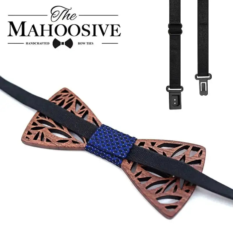 hollow carved wooden bow tie | plaid handkerchief set | mens fashion novelty ties | energy saving