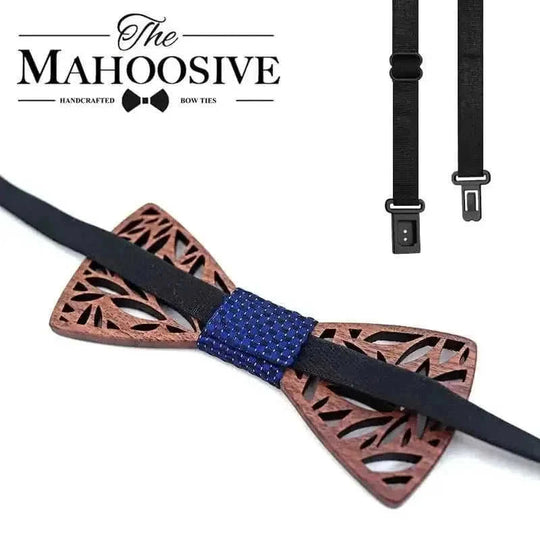 hollow carved wooden bow tie | plaid handkerchief set for men | novelty men ties gift set | energy saving