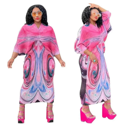 v-neck batwing sleeve dress | floral print maxi dress | chiffon material summer dress | energy saving