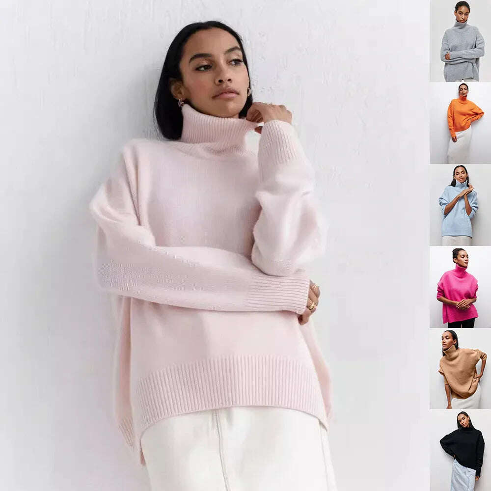 Winter Turtleneck Sweater Ins Solid Color Long Sleeve Pullover Top Women's Clothing Meifu Market
