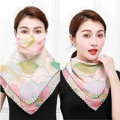 silk neck scarf with upf protection | lightweight sun protection scarf | versatile travel neck gaiter | energy saving