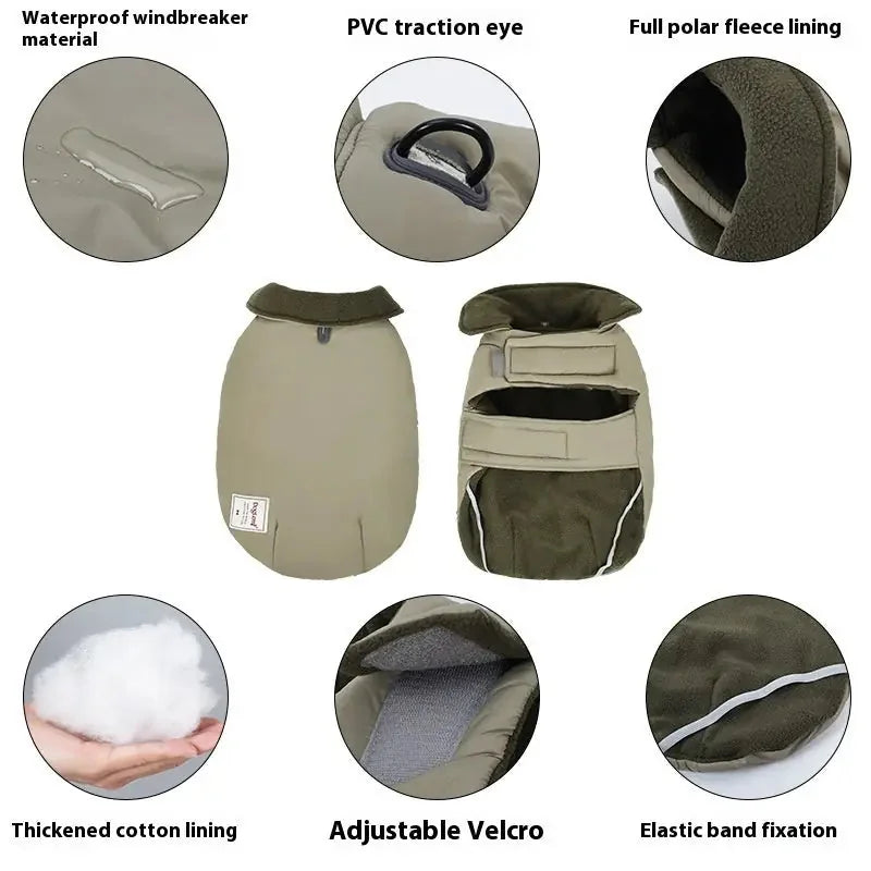 cold-proof dog vest | cotton-padded turtleneck sweater | solid color pet clothes | energy saving